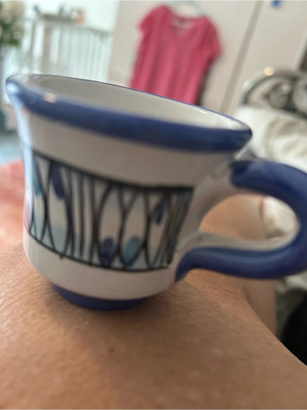 VINTAGE ITALIAN Ceramic Espresso Cup & Saucer Set - Artisan Style, GORGEOUS